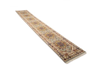 Light Gray Floral 3X16 Heriz Serapi Oriental Runner Rug