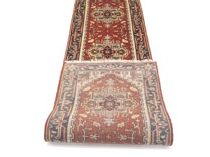Red Floral 2'5X16 Heriz Serapi Oriental Runner Rug