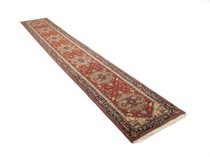 Red Floral 2'5X16 Heriz Serapi Oriental Runner Rug