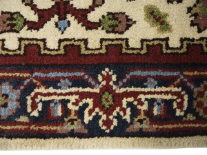 Cream Floral 3X19 Heriz Serapi Oriental Runner Rug