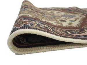 Cream Floral 3X19 Heriz Serapi Oriental Runner Rug