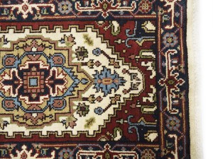 Cream Floral 3X19 Heriz Serapi Oriental Runner Rug