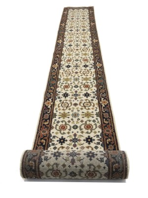 Cream Floral 2'6X23'4 Chobi Oriental Runner Rug