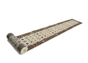 Cream Floral 2'6X23'4 Chobi Oriental Runner Rug