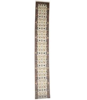 Cream Floral 2'6X23'4 Chobi Oriental Runner Rug