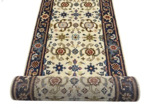 Cream Floral 2'6X23'4 Chobi Oriental Runner Rug