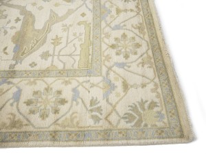 Cream Floral 9X18 Oushak Oriental Rug