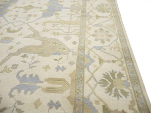 Cream Floral 9X18 Oushak Oriental Rug