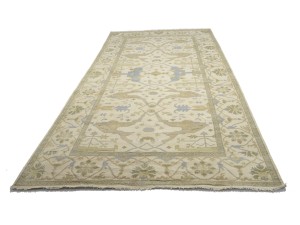 Cream Floral 9X18 Oushak Oriental Rug