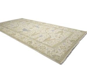 Cream Floral 9X18 Oushak Oriental Rug