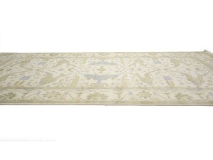 Cream Floral 9X18 Oushak Oriental Rug