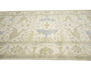 Cream Floral 9X18 Oushak Oriental Rug