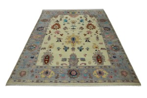 Cream Floral Colorfast 9X12 Oushak Chobi Oriental Rug