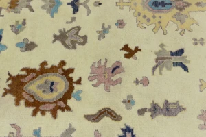 Cream Floral Colorfast 9X12 Oushak Chobi Oriental Rug