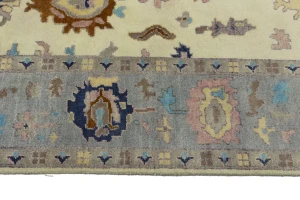 Cream Floral Colorfast 9X12 Oushak Chobi Oriental Rug