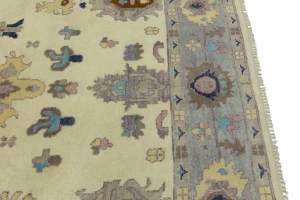 Cream Floral Colorfast 9X12 Oushak Chobi Oriental Rug