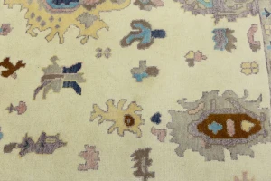 Cream Floral Colorfast 9X12 Oushak Chobi Oriental Rug