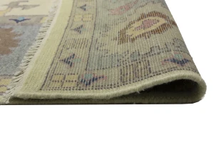 Cream Floral Colorfast 9X12 Oushak Chobi Oriental Rug