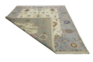 Cream Floral Colorfast 9X12 Oushak Chobi Oriental Rug