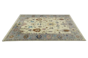 Cream Floral Colorfast 9X12 Oushak Chobi Oriental Rug