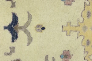 Cream Floral Colorfast 9X12 Oushak Chobi Oriental Rug