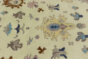 Cream Floral Colorfast 9X12 Oushak Chobi Oriental Rug