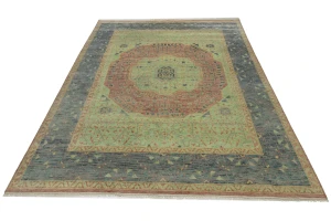 Coral Red Geometric 9X12 Mamluk Oriental Rug