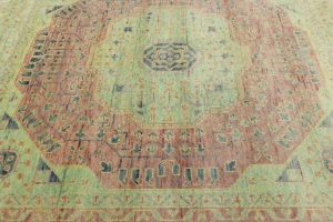 Coral Red Geometric 9X12 Mamluk Oriental Rug