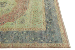 Coral Red Geometric 9X12 Mamluk Oriental Rug