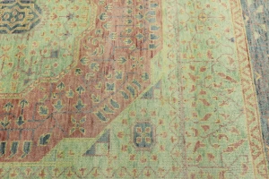 Coral Red Geometric 9X12 Mamluk Oriental Rug