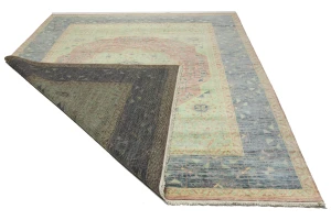 Coral Red Geometric 9X12 Mamluk Oriental Rug