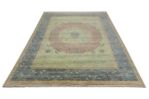 Coral Red Geometric 9X12 Mamluk Oriental Rug