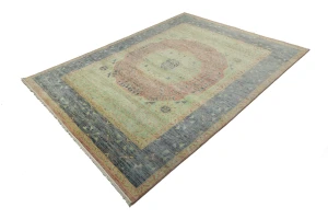 Coral Red Geometric 9X12 Mamluk Oriental Rug