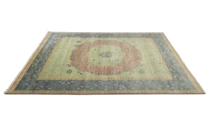 Coral Red Geometric 9X12 Mamluk Oriental Rug