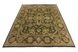 Black Floral 8X10 Indo-Tabriz Oriental Rug