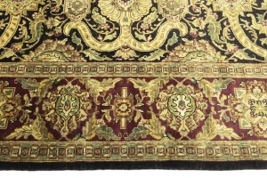 Black Floral 8X10 Indo-Tabriz Oriental Rug