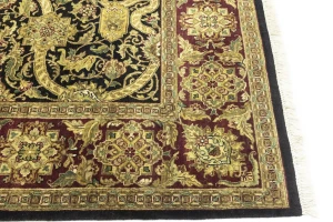 Black Floral 8X10 Indo-Tabriz Oriental Rug