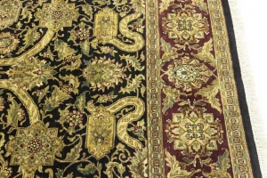 Black Floral 8X10 Indo-Tabriz Oriental Rug