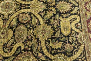 Black Floral 8X10 Indo-Tabriz Oriental Rug