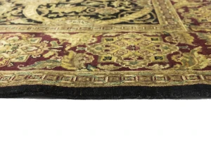Black Floral 8X10 Indo-Tabriz Oriental Rug