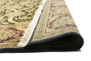 Black Floral 8X10 Indo-Tabriz Oriental Rug