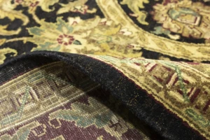 Black Floral 8X10 Indo-Tabriz Oriental Rug