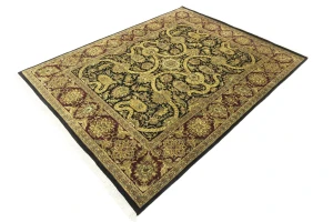 Black Floral 8X10 Indo-Tabriz Oriental Rug