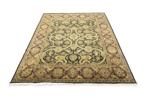 Black Floral 8X10 Indo-Tabriz Oriental Rug