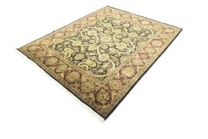 Black Floral 8X10 Indo-Tabriz Oriental Rug