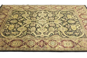 Black Floral 8X10 Indo-Tabriz Oriental Rug