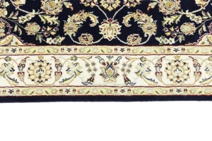 Dark Navy Floral 4X6 Indo-Nain Oriental Rug