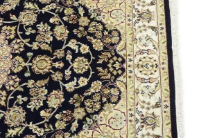Dark Navy Floral 4X6 Indo-Nain Oriental Rug