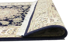 Dark Navy Floral 4X6 Indo-Nain Oriental Rug