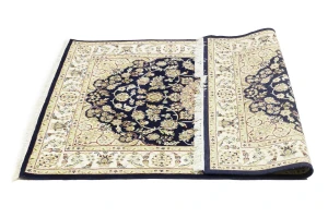 Dark Navy Floral 4X6 Indo-Nain Oriental Rug
